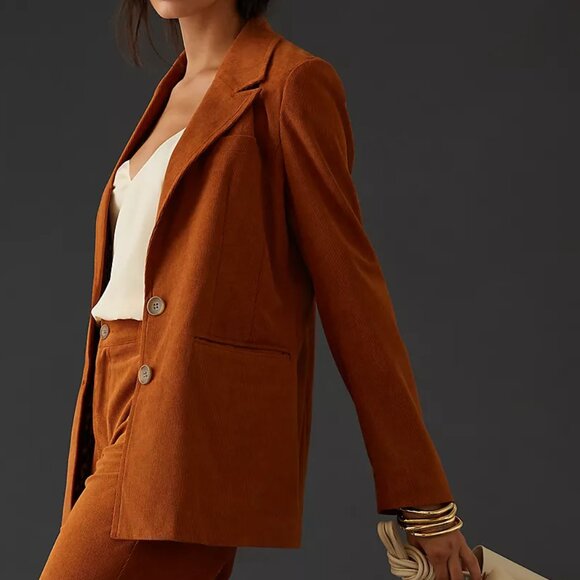 Avec Les Filles Brown Corduroy Blazer 70s style Size S - Picture 3 of 6